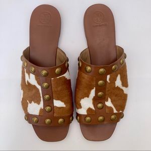Tory Burch Blythe Calf Hair Sandal Slide Size 10 M